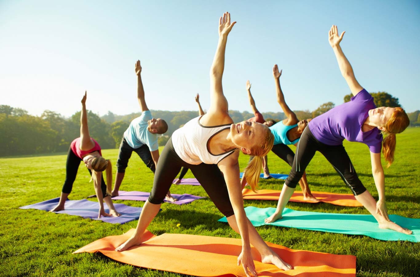 A picture of women doing yoga/fitness